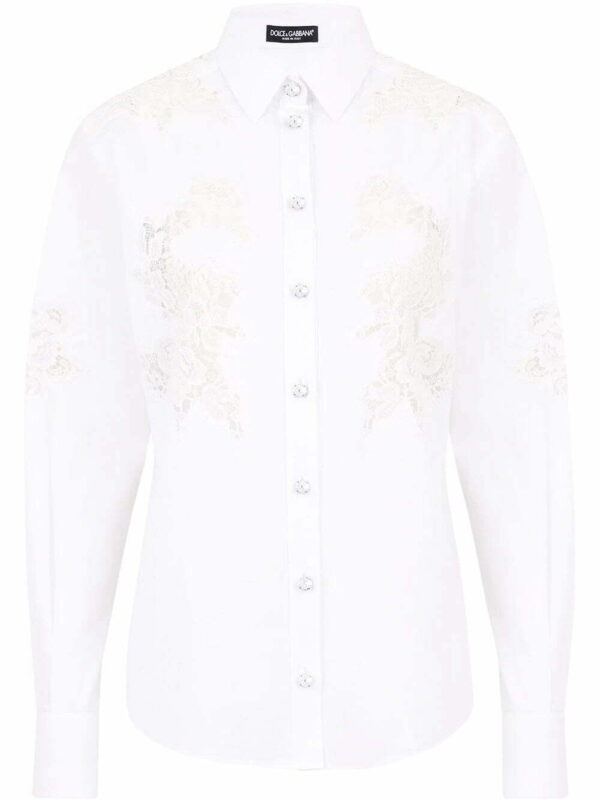 Dolce & Gabbana  lace-panelled long-sleeve shirt