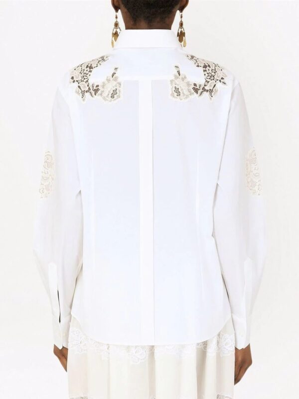 Dolce & Gabbana  lace-panelled long-sleeve shirt - Image 4