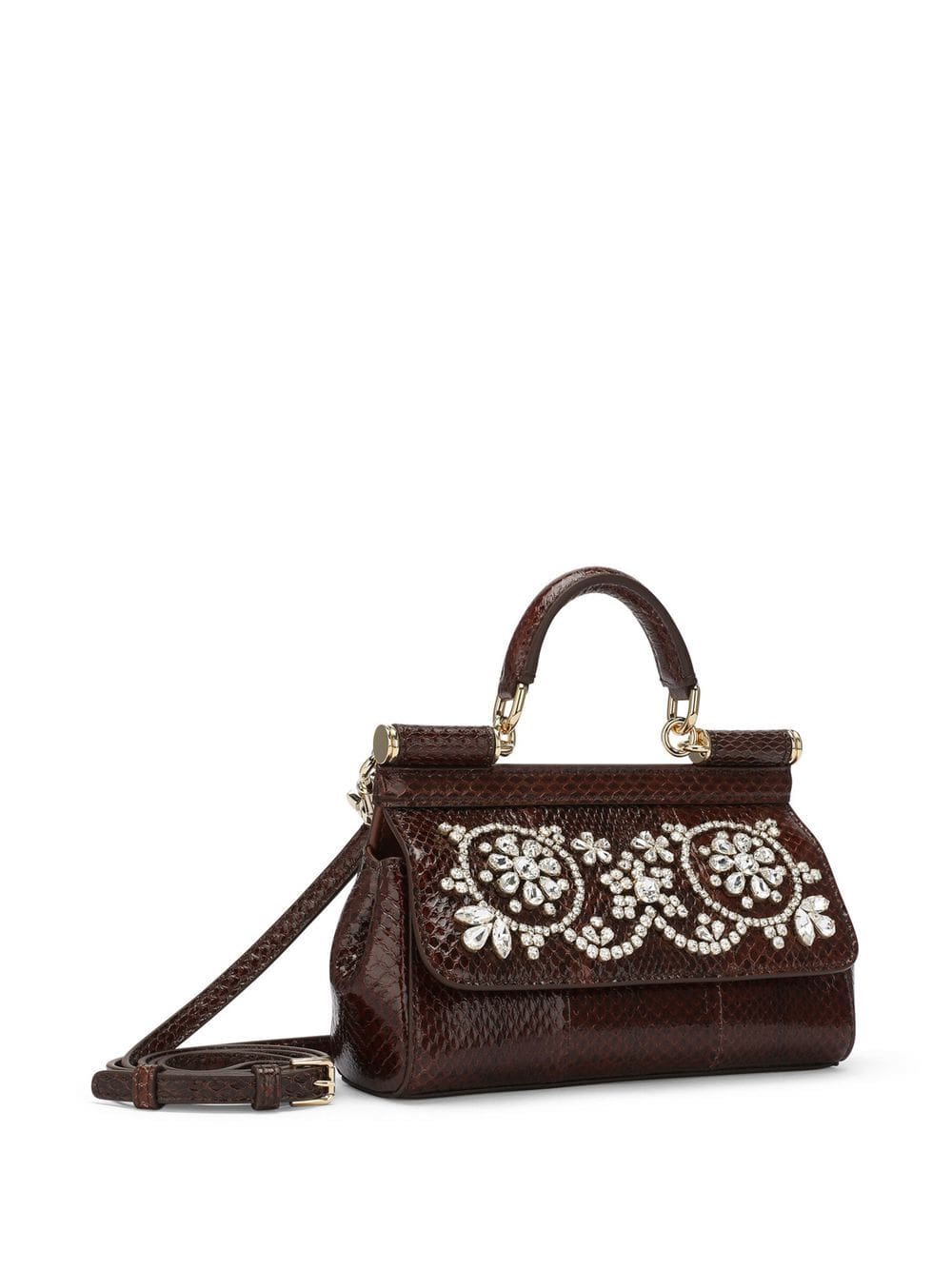Dolce & Gabbana small Sicily rhinestone-embellished top-handle bag - Image 3