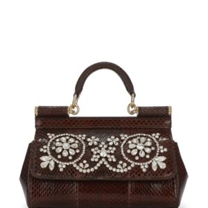 Dolce & Gabbana small Sicily rhinestone-embellished top-handle bag