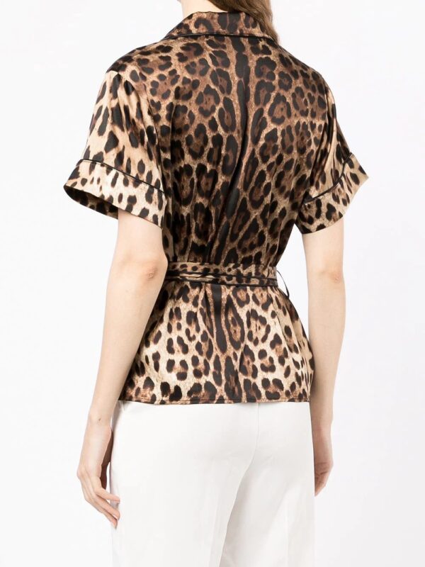 Dolce & Gabbana  leopard-print tie-waist shirt - Image 4