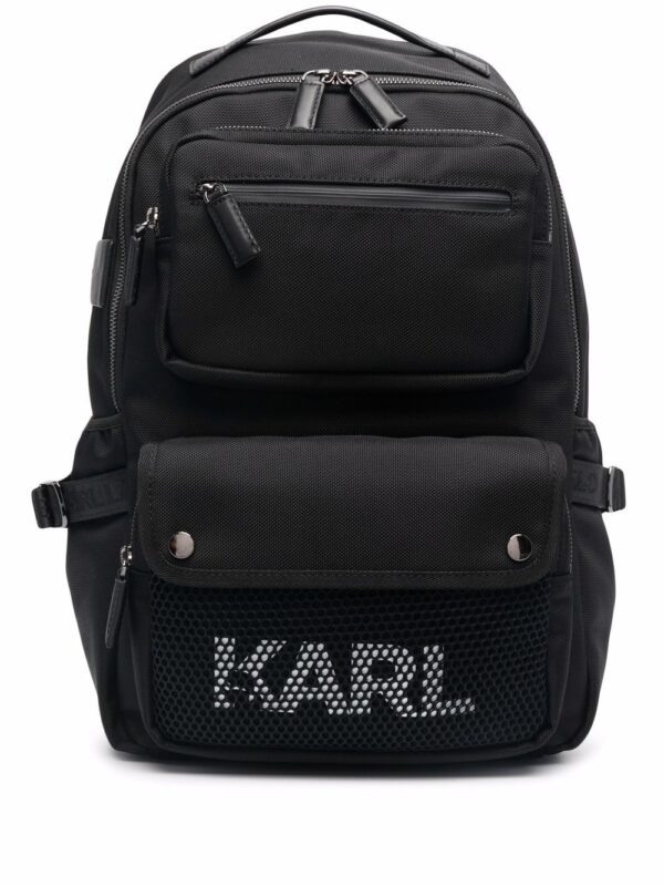 Karl Lagerfeld logo-print mesh-panel backpack