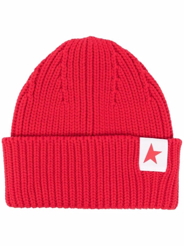 Golden Goose logo-patch ribbed beanie