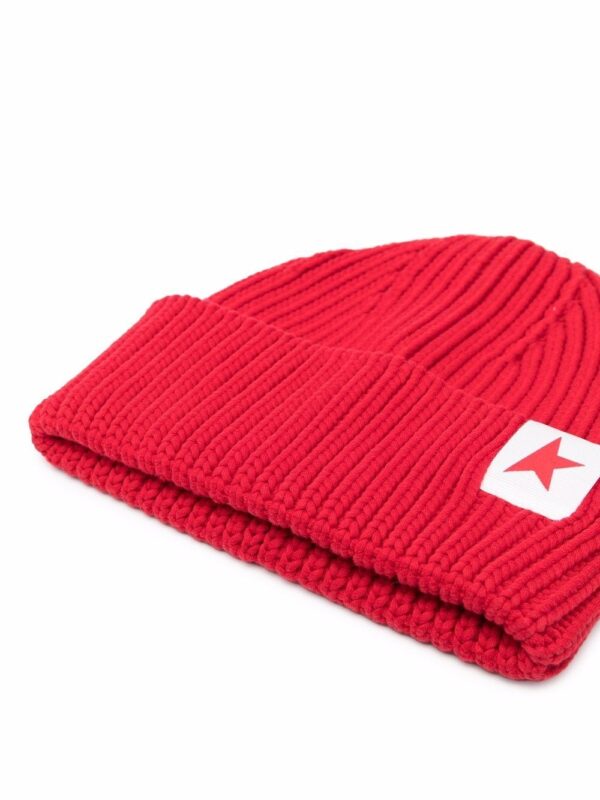 Golden Goose logo-patch ribbed beanie - Image 2
