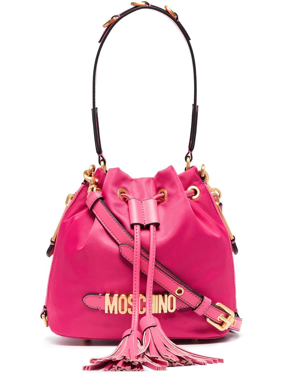 Moschino logo-plaque bucket bag