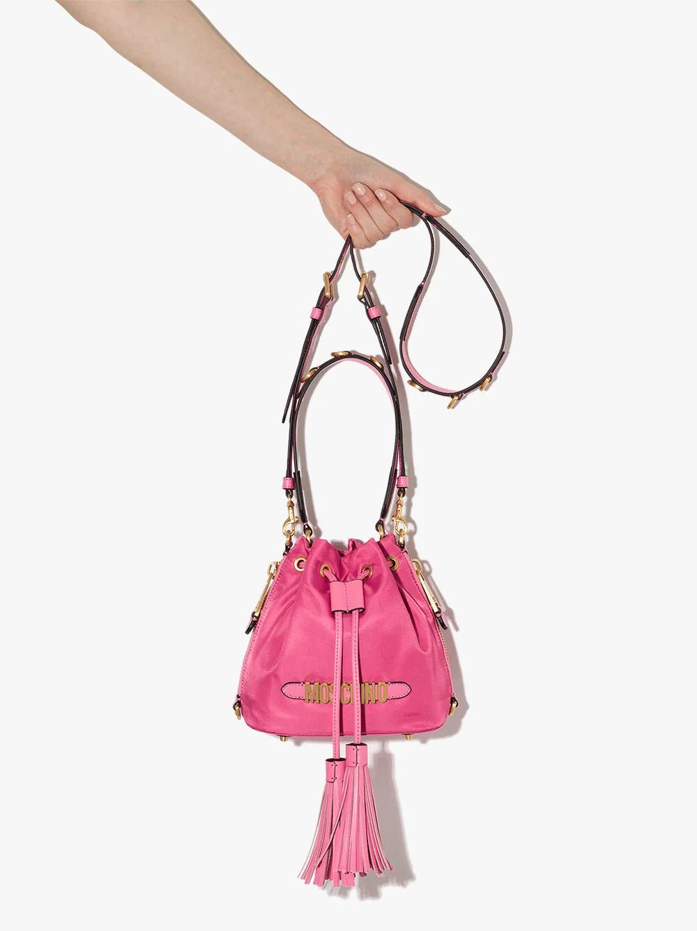 Moschino logo-plaque bucket bag - Image 4