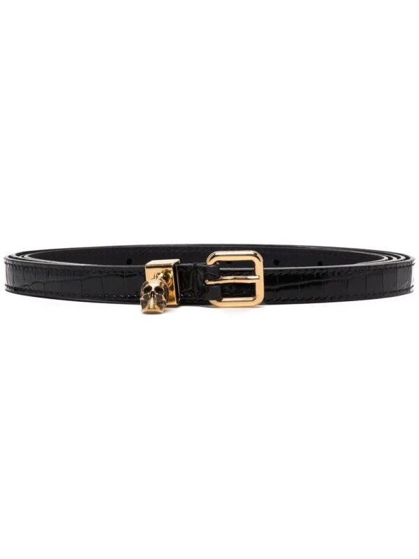 Alexander McQueen  crocodile effect thin belt