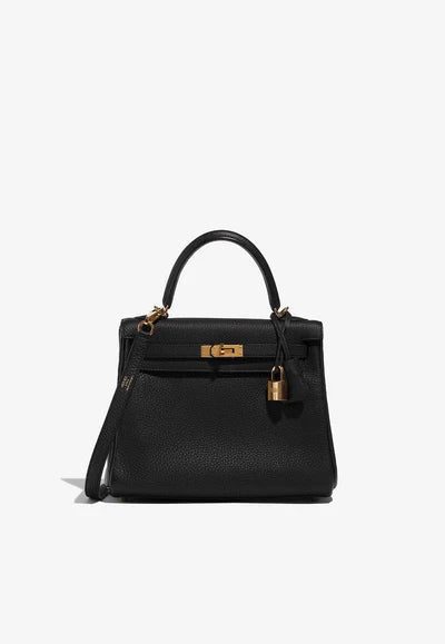 Hermès Kelly 25 Top Handle Bag in Black Togo Leather with Gold Hardware bag