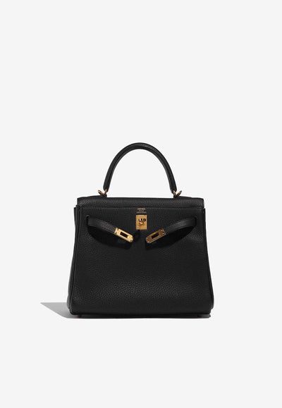 Hermès Kelly 25 Top Handle Bag in Black Togo Leather with Gold Hardware bag - Image 4