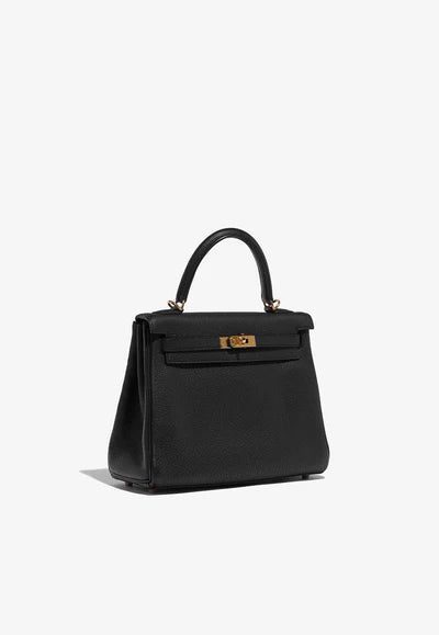 Hermès Kelly 25 Top Handle Bag in Black Togo Leather with Gold Hardware bag - Image 2