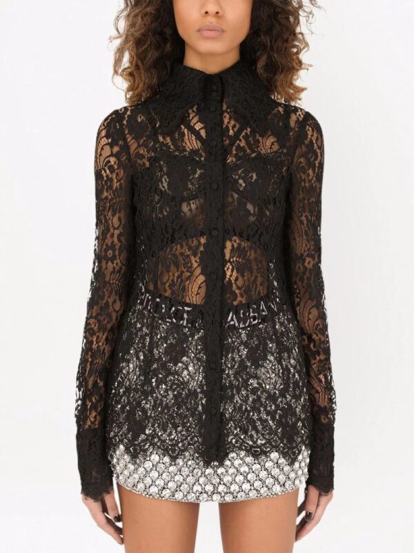 Dolce & Gabbana  sheer-lace long-sleeve shirt - Image 3