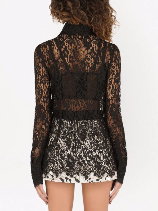 Dolce & Gabbana  sheer-lace long-sleeve shirt - Image 4