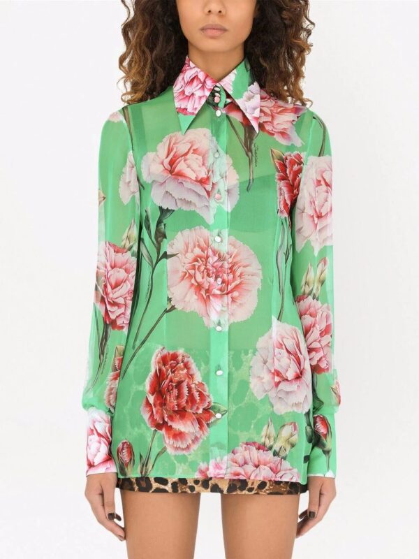 Dolce & Gabbana  floral-print silk georgette shirt - Image 3