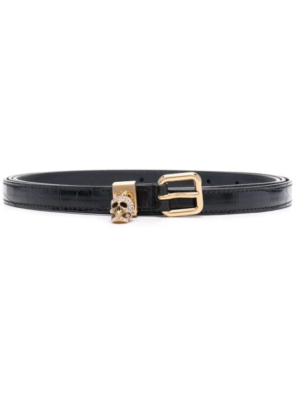 Alexander McQueen  crocodile-embossed skull-charm belt