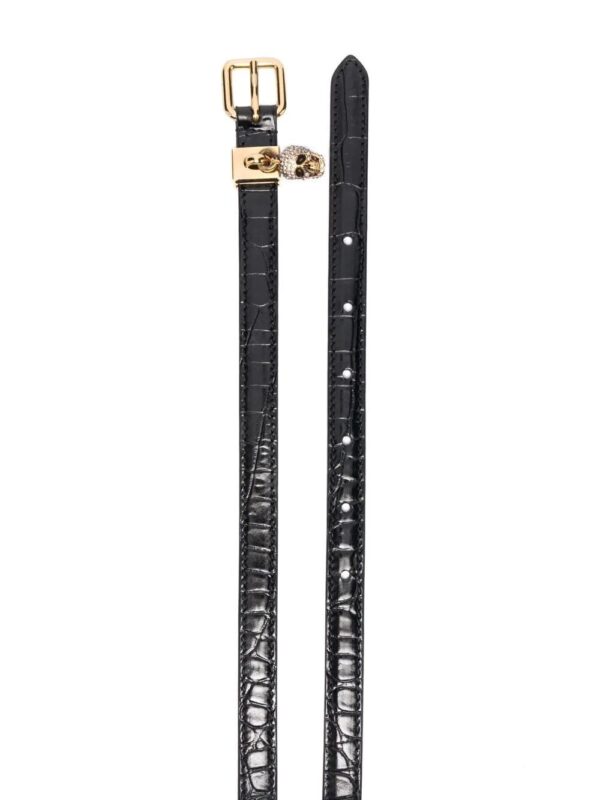 Alexander McQueen  crocodile-embossed skull-charm belt - Image 2