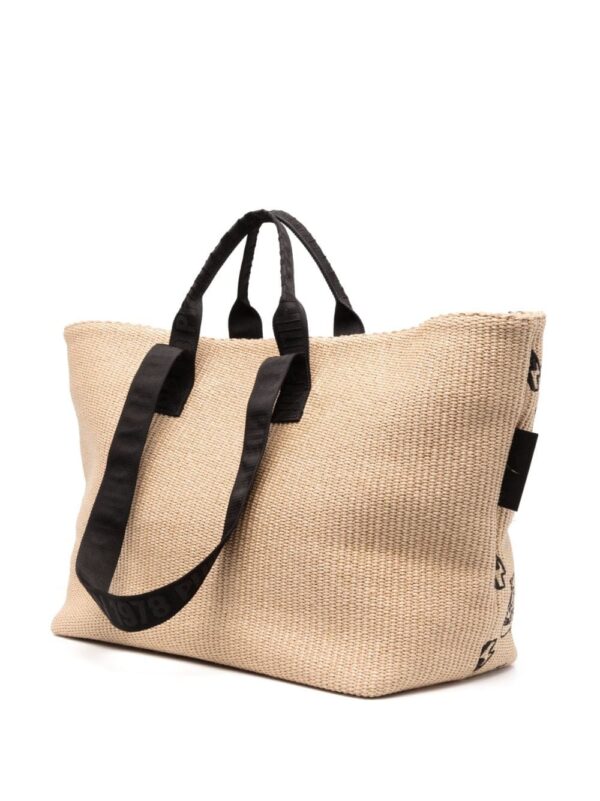 Philipp Plein monogram-motif wicker tote bag - Image 4