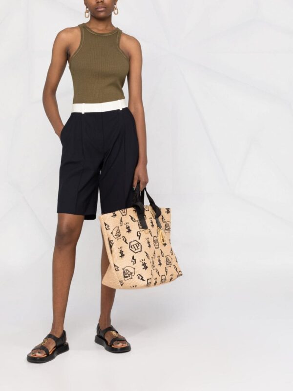 Philipp Plein monogram-motif wicker tote bag - Image 2