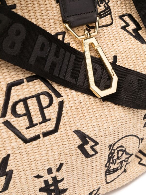 Philipp Plein monogram-motif wicker tote bag - Image 5