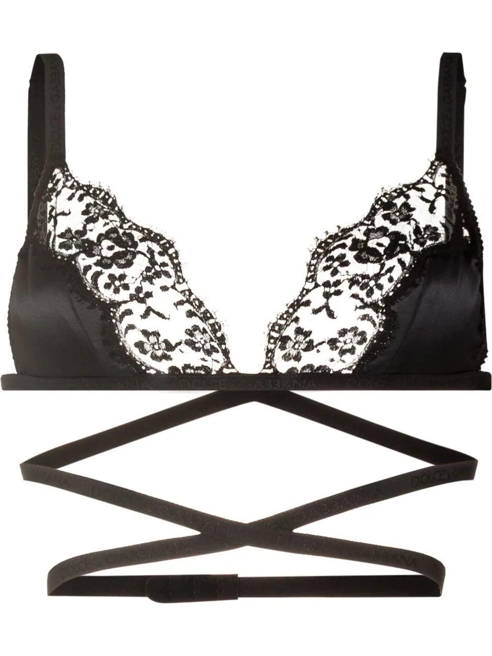 Dolce & Gabbana lace-detailing satin bra