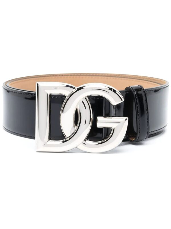 Dolce & Gabbana  logo-plaque buckled patent belt
