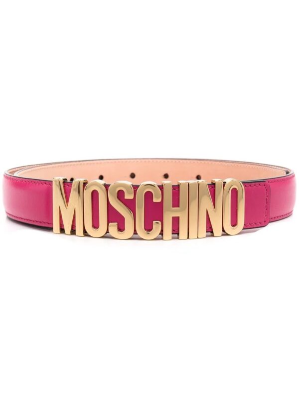 Moschino  logo-plaque leather belt