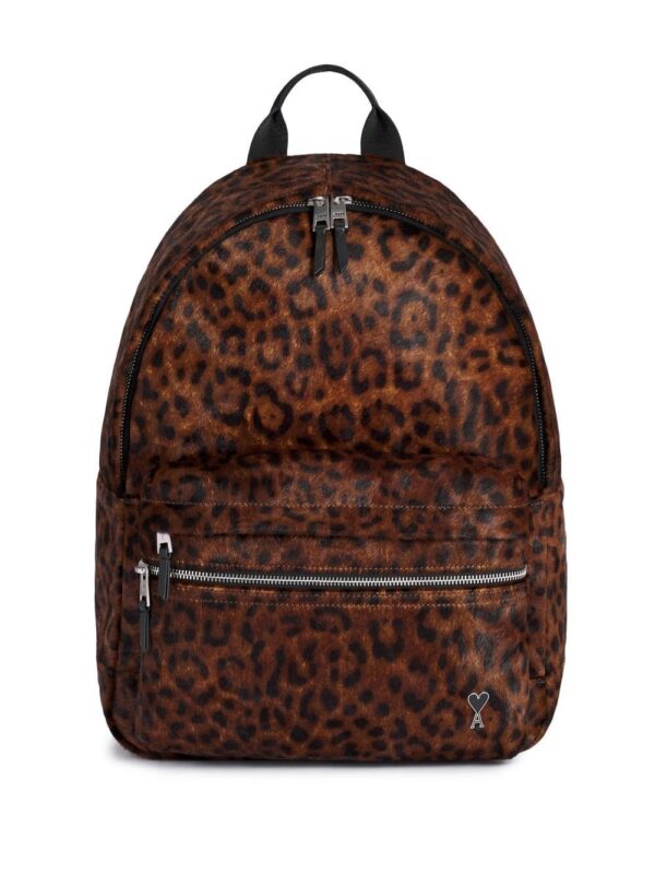 AMI Paris leopard-print zipped backpack