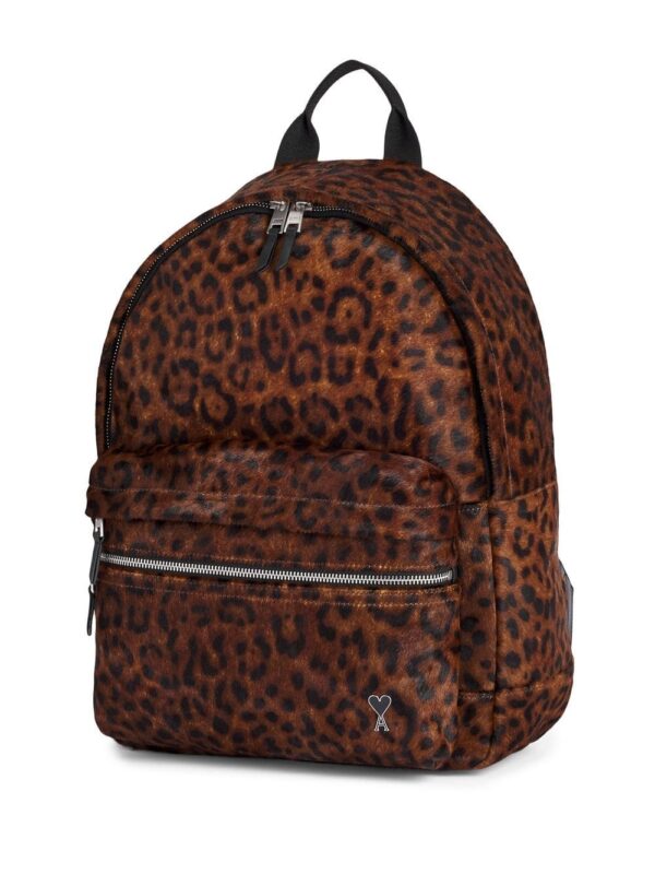 AMI Paris leopard-print zipped backpack - Image 4