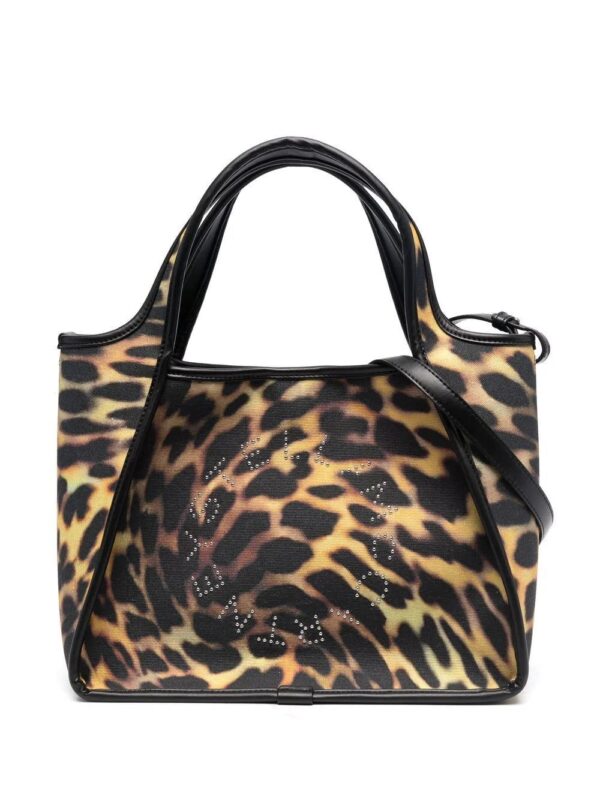 Stella McCartney leopard-print studded logo tote bag