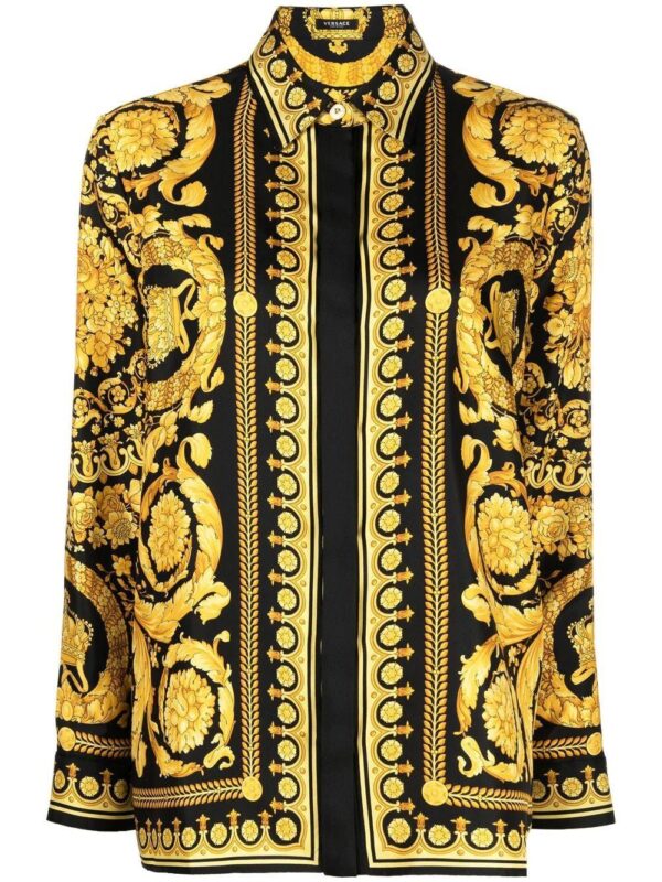 Versace  Barocco-print long-sleeve shirt