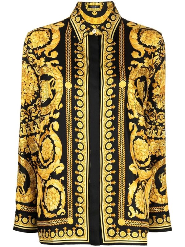 Versace  Barocco-print long-sleeve shirt