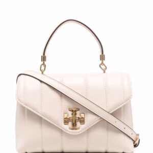 Tory Burch logo-plaque quilted leather satchel bag