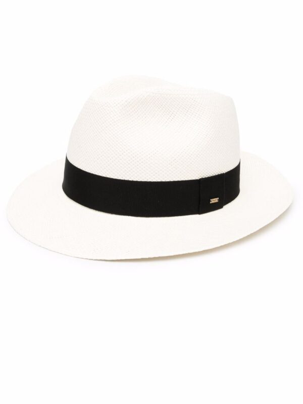 Saint Laurent logo-patch woven fedora