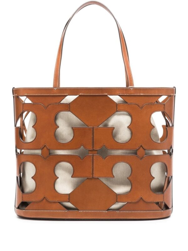 Tory Burch cut-out logo leather tote bag
