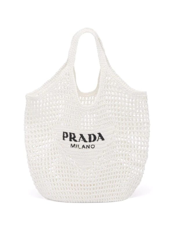 Prada interwoven logo tote bag