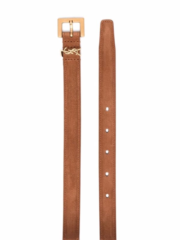 Saint Laurent  suede square-buckle monogram logo belt - Image 2