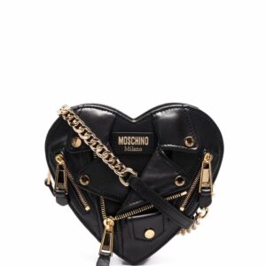 Moschino Heart Biker leather crossbody bag