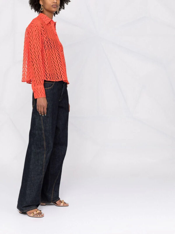 Valentino Garavani  logo-woven lace shirt - Image 4