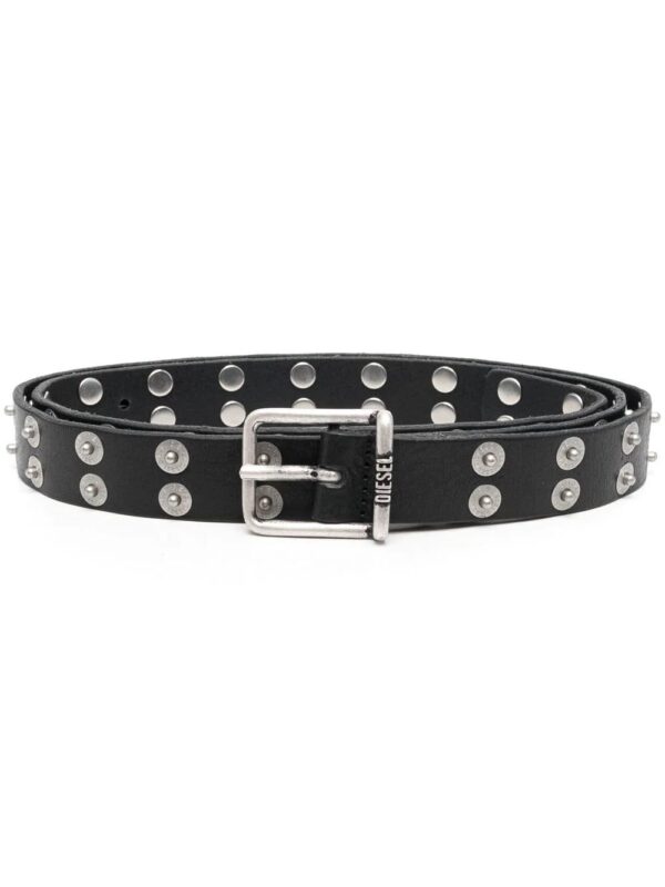 Diesel  logo-studded leather buckle belt