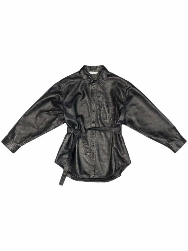 Balenciaga  tied-waist leather shirt
