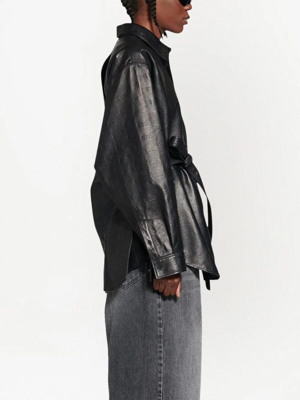 Balenciaga  tied-waist leather shirt - Image 3
