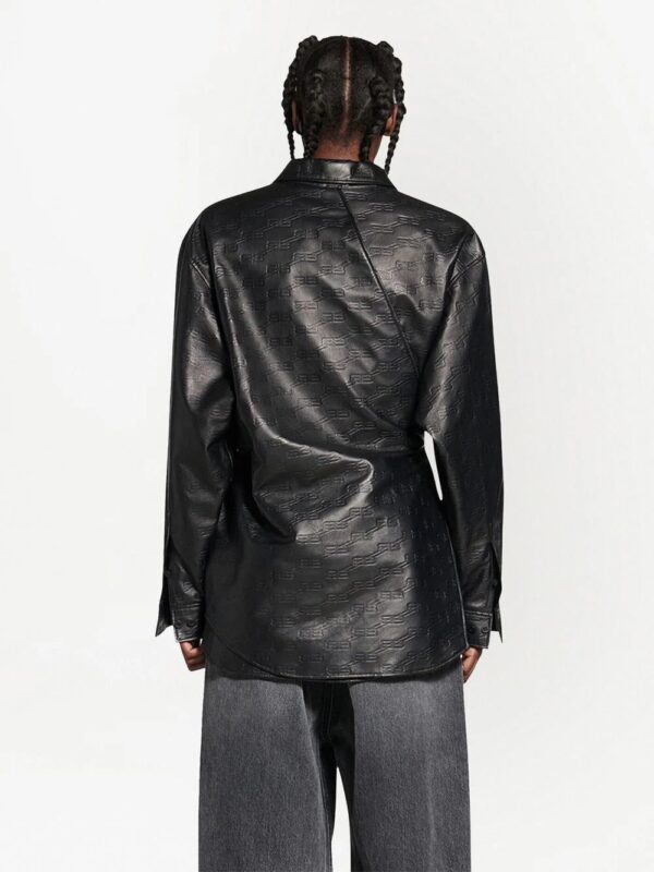 Balenciaga  tied-waist leather shirt - Image 4