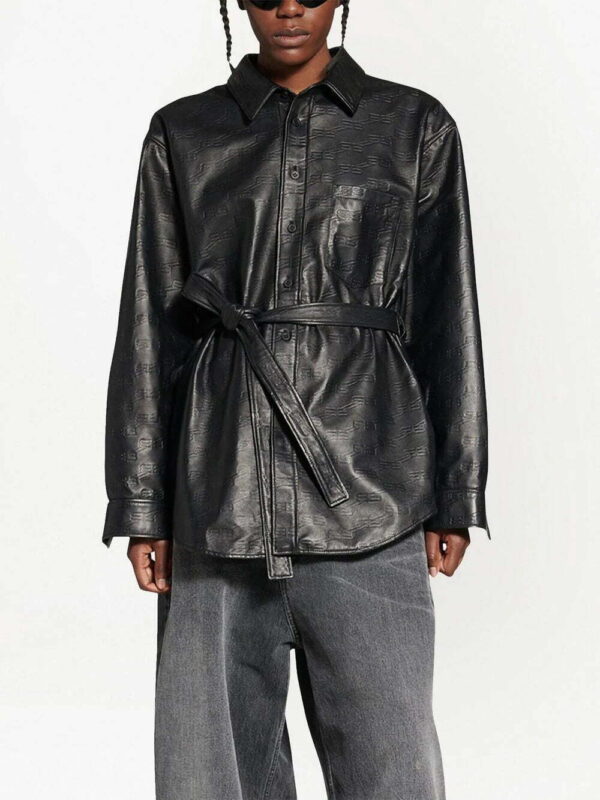 Balenciaga  tied-waist leather shirt - Image 2