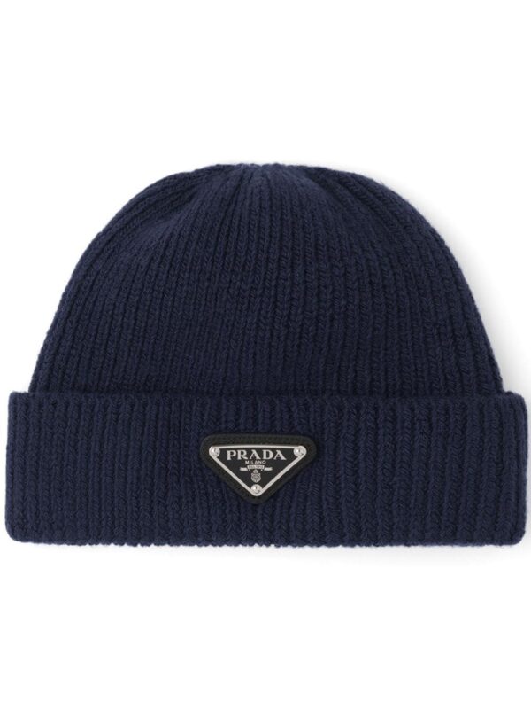 Prada triangle-logo wool-cashmere beanie
