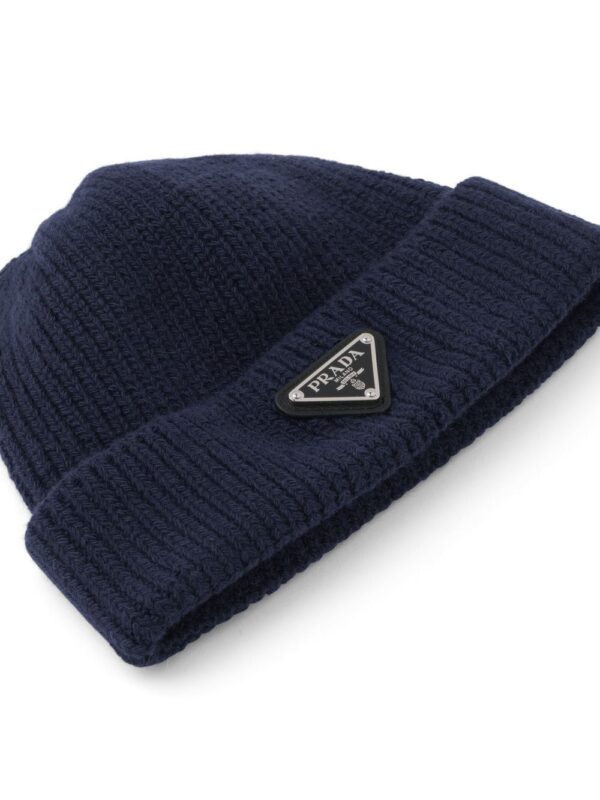 Prada triangle-logo wool-cashmere beanie - Image 2