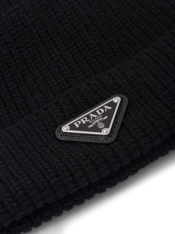 Prada triangle-logo wool-cashmere beanie - Image 2
