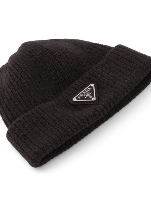 Prada triangle-logo wool-cashmere beanie - Image 3