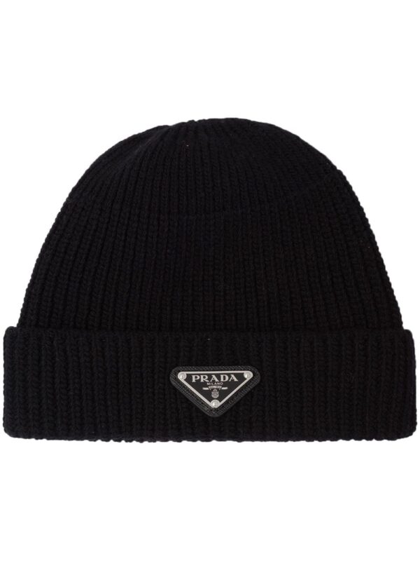 Prada triangle-logo wool-cashmere beanie
