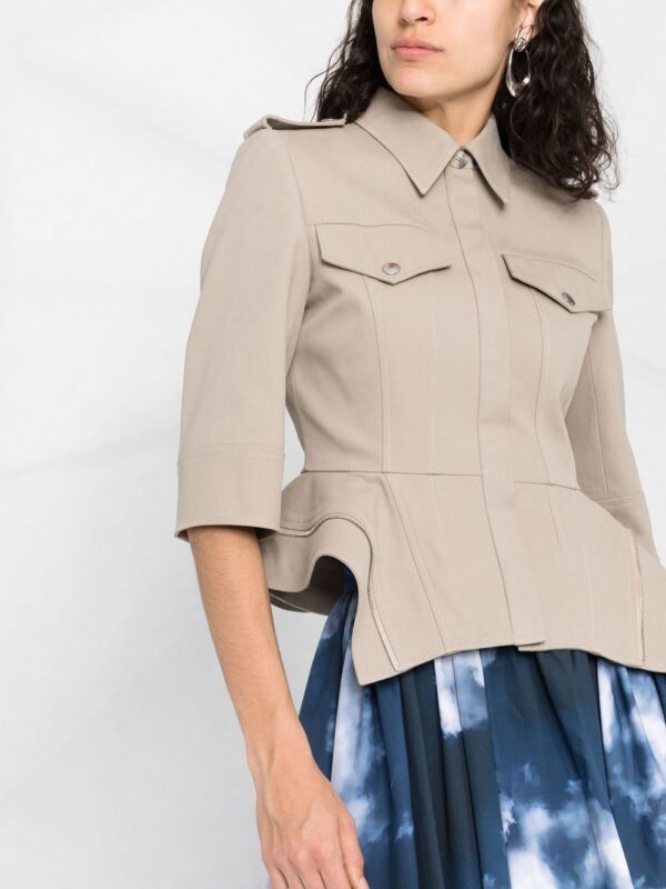 Alexander McQueen  fitted peplum cotton shirt - Image 3