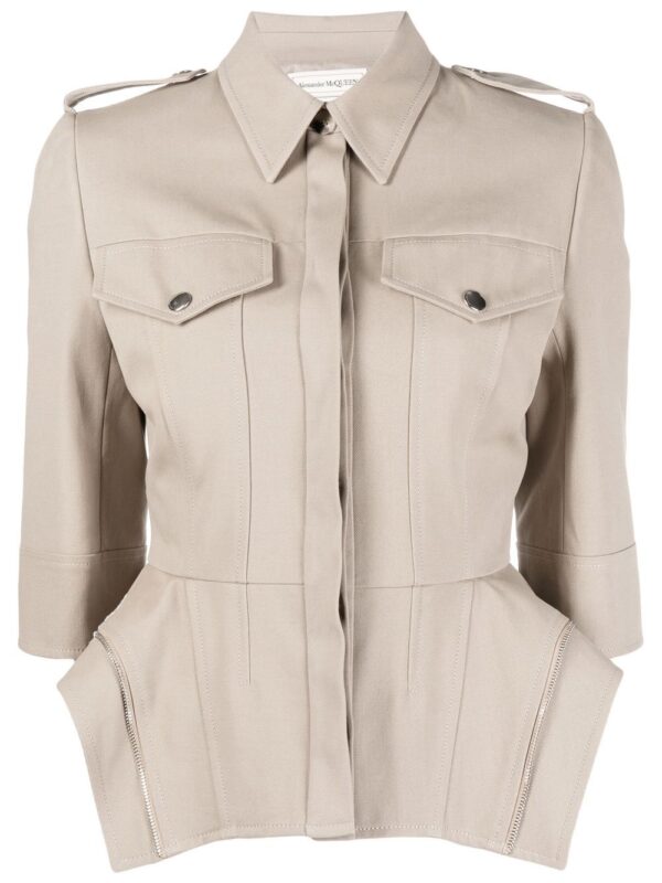 Alexander McQueen  fitted peplum cotton shirt
