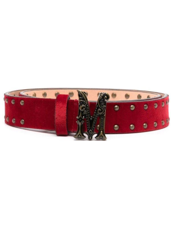 Moschino  logo-buckle studded belt